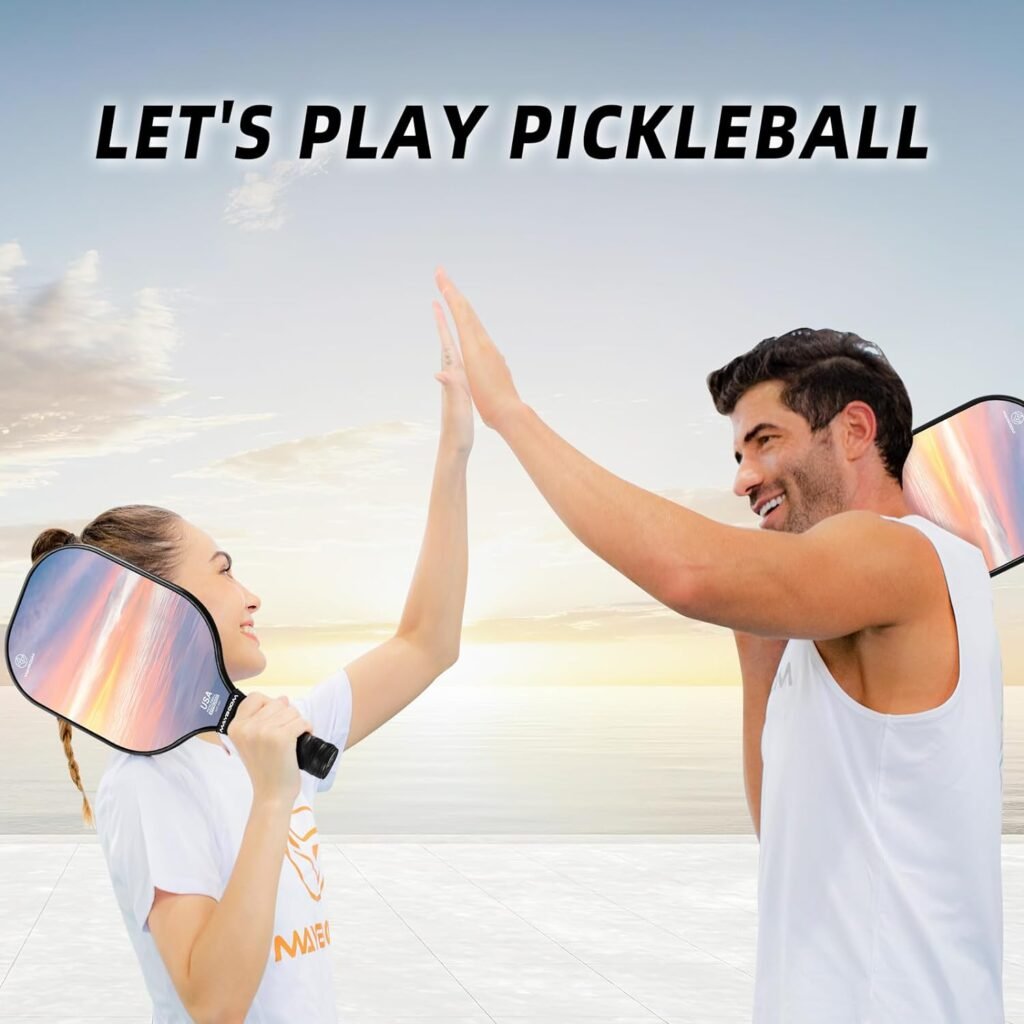 Pickleball Paddles Set of 2 or 4, USAPA Approved Pickleball Paddles Set with 4 Pickleball Balls and Pickleball Carry Bag, Fiberglass Pickleball Paddles Rackets Set Gifts for Unisex BeginnersPros